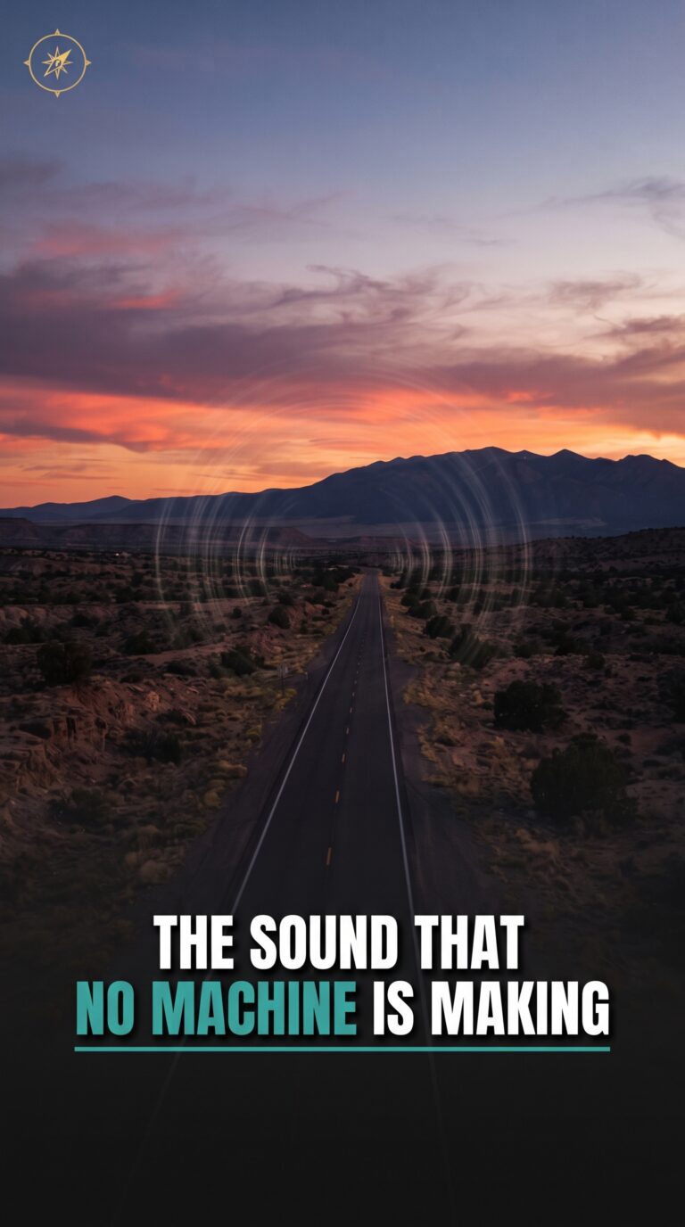 Acoustic ripple distortions over the lone highway desert horizon of Taos at sunset